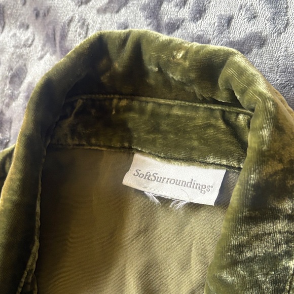 Soft Surroundings Olive Green Velvet Zip-up - Picture 2 of 10